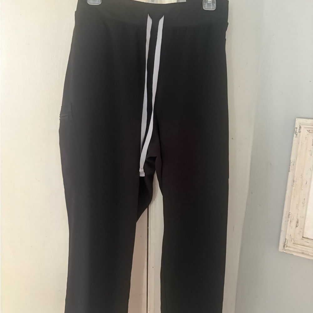 Figs Men's Black Joggers with White Drawstring